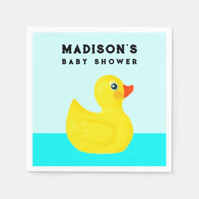 Personalised Baby Shower Cute Duckling Napkins (Front)