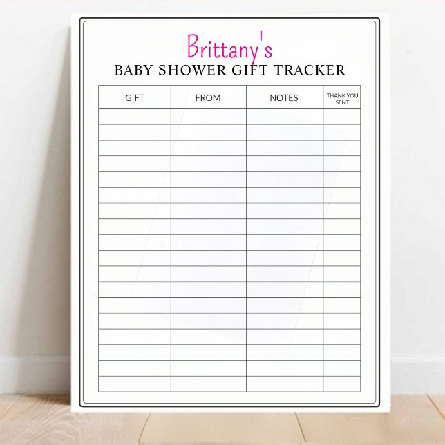 Personalised Baby Shower Gift Log Tracker (Personalized Baby Shower Gift Log Tracker)