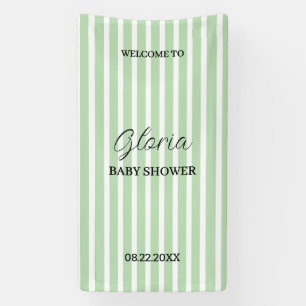 Personalised Baby Shower Green Striped Party Banner