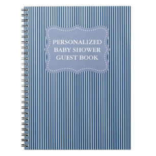 Personalised baby shower guestbook Blue notebook