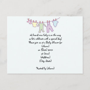 Personalised Baby Shower Invitation-Clothesline Invitation Postcard