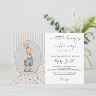 Personalised Baby Shower Invitation, Vintage Bunny Invitation