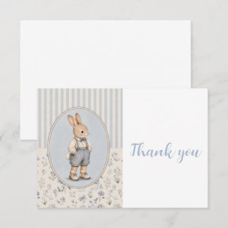 Personalised Baby Shower Invitation, Vintage Bunny Thank You Card