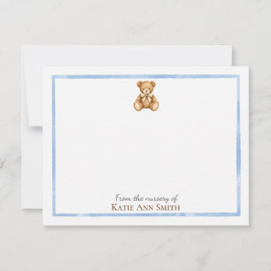 Personalised Baby Shower Note Cards Blue Border