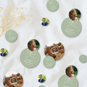 Personalised Baby Shower Photo Confetti Sage Green