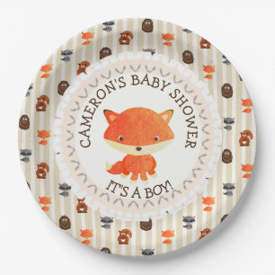 Personalised Baby Shower Plates Woodland Themed