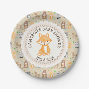 Personalised Baby Shower Plates Woodland Themed
