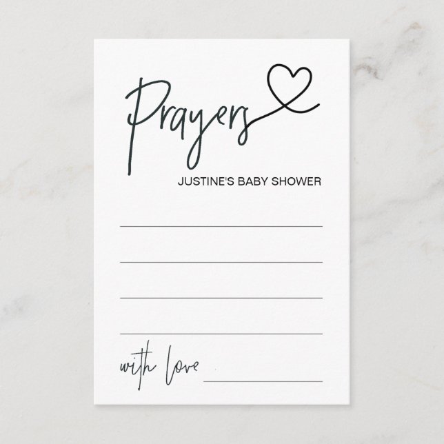 Personalised Baby Shower Prayer Card with Heart (Front)