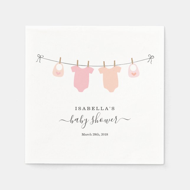 Personalised Baby Shower Twins Girls Napkin (Front)