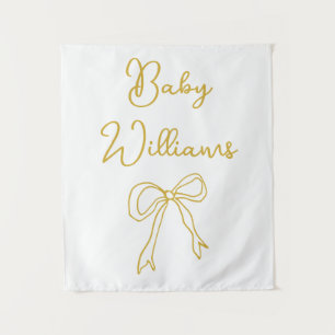 Personalised Baby Shower White & Gold Photo Booth Tapestry