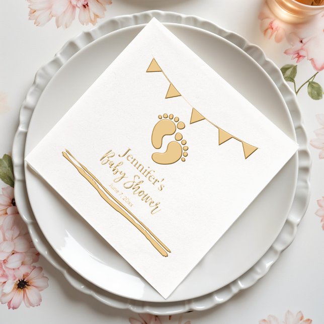 Personalised Baby Shower with Footprints Foil Napkins (Creator Uploaded)