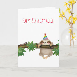 Personalised baby sloth birthday card