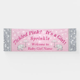 Personalised Baby Sprinkle Banner, Pink and White Banner