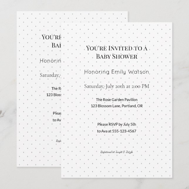 Personalised Baby Sprinkle or Shower Design Invitation (Front/Back)