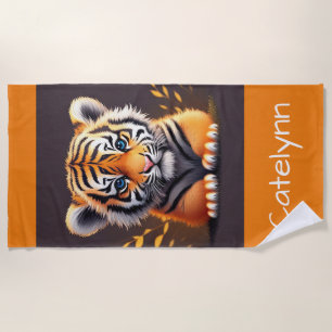 Personalised Baby Tiger Beach Towel