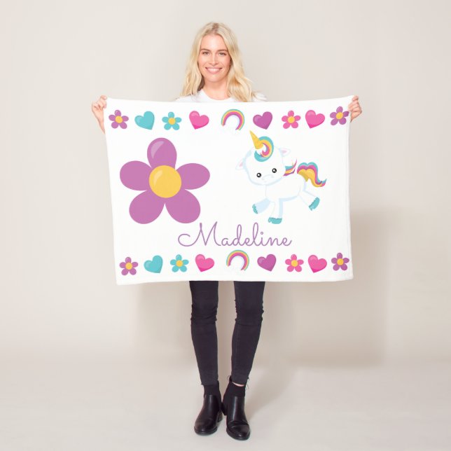 Personalised Baby Unicorn Fleece Blanket (In Situ)