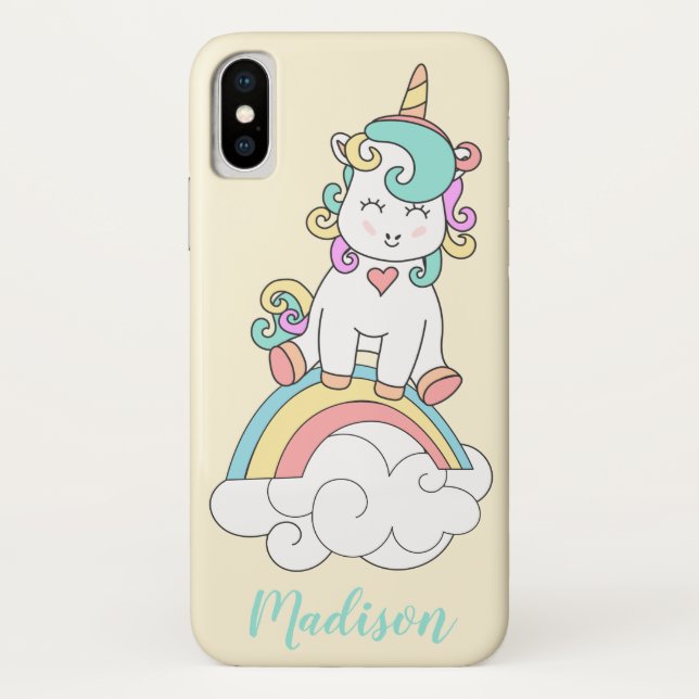 Personalised Baby Unicorn, Rainbow Cell Case (Back)