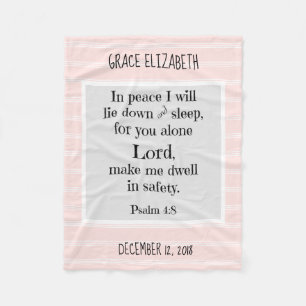 Personalised Baby, w Nighttime Prayer (Psalm 4:8) Fleece Blanket