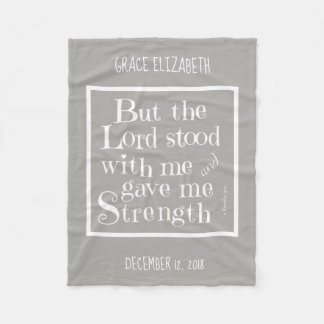 Personalised Baby, w/ Verse from Timothy (grey) Fleece Blanket