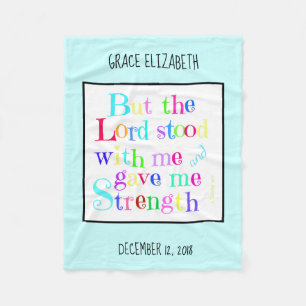 Personalised Baby, w/ Verse from Timothy (rainbow) Fleece Blanket