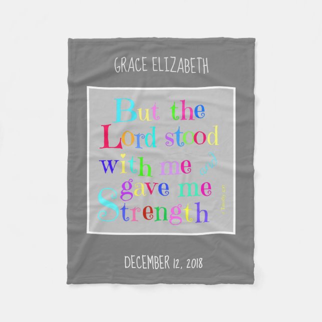 Personalised Baby, w/ Verse from Timothy (rainbow) Fleece Blanket (Front)