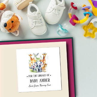 Personalised Baby Wild Animals Bookplate Sticker |