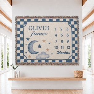 Personalised BabyBoy Milestone WovenThrow Blanket