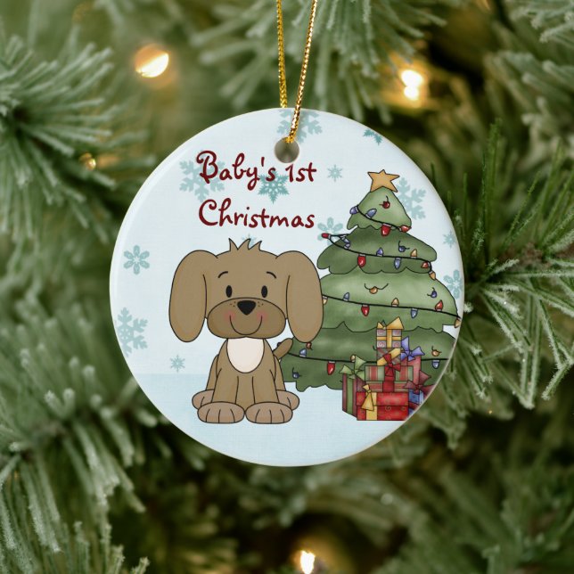 Personalised Baby's 1st Christmas Dog Ornament (Tree)