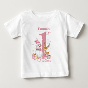Personalised Baby's 1st Christmas Girls Baby T-Shirt