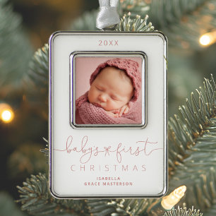 Personalised Baby's 1st Christmas Photo Silver Plated Framed Ornament