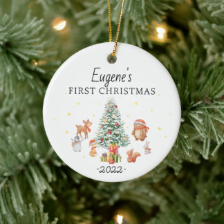 Personalised Baby's 1st Christmas Rabbit Deco Ceramic Tree Decoration