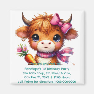 Personalised Baby's First Birthday Party Invite Magnet