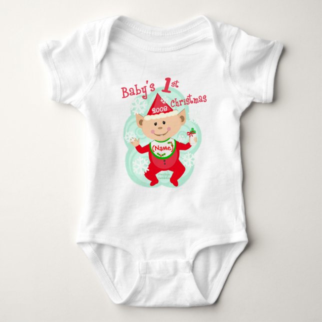 Personalised Baby's First Christmas Baby Bodysuit (Front)