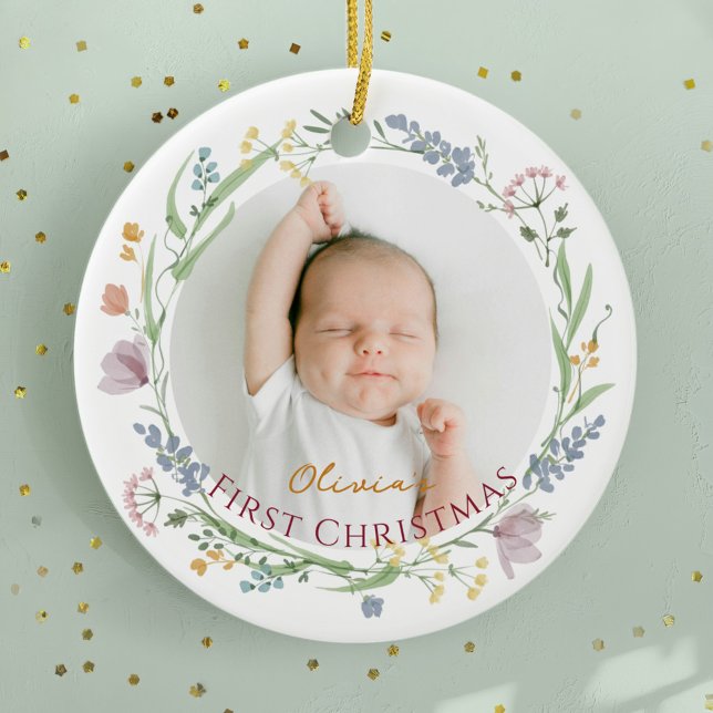 Personalised Baby's First Christmas Ceramic Tree Decoration (Creator Uploaded)