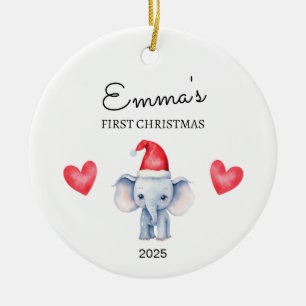 Personalised Baby's First Christmas, Elephant Gift Ceramic Tree Decoration