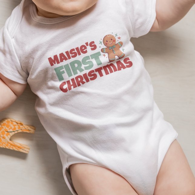 Personalised Baby's First Christmas Gingerbread Baby Bodysuit (Creator Uploaded)