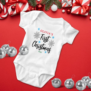 Personalised Baby's First Christmas Holiday Baby Bodysuit