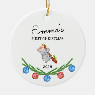 Personalised Baby's First Christmas, Koala Gift Ceramic Tree Decoration