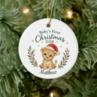 Personalised Baby's First Christmas "Lion" Ceramic Tree Decoration