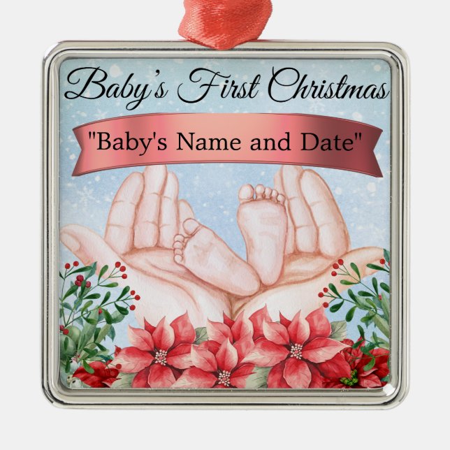 Personalised "Baby's First Christmas" Metal Tree Decoration (Front)