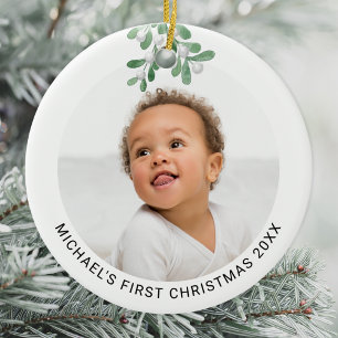 Personalised Baby's First Christmas Photo  Ceramic Ceramic Tree Decoration