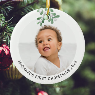 Personalised Baby's First Christmas Photo  Ceramic Ceramic Tree Decoration