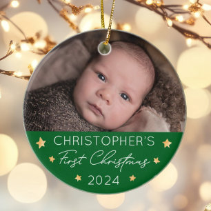Personalised Baby's First Christmas Photo Ceramic Tree Decoration