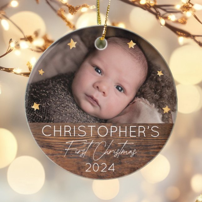 Personalised Baby's First Christmas Photo Ceramic Tree Decoration (Creator Uploaded)
