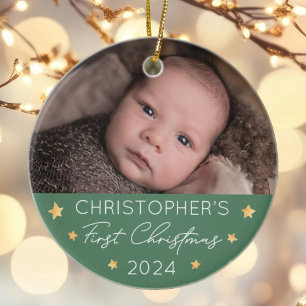 Personalised Baby's First Christmas Photo Ceramic Tree Decoration