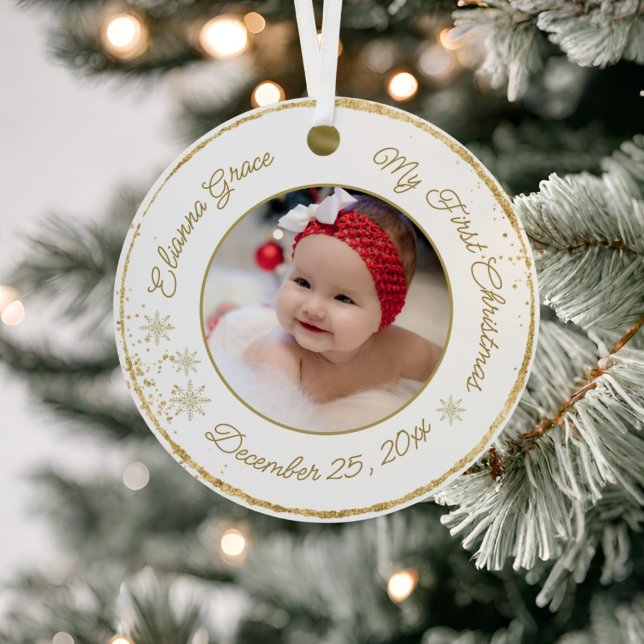  Personalised Baby's First Christmas Photo Glitter Ceramic Tree Decoration (Creator Uploaded)
