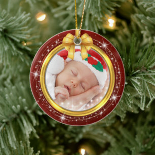 Personalised Baby's First Christmas Photo Keepsake Ceramic Tree Decoration