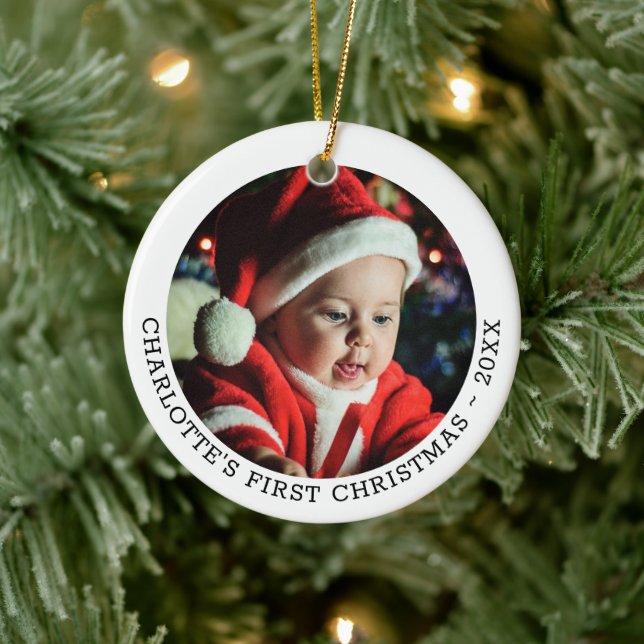 Personalised Baby's First Christmas Photo Template Ceramic Tree Decoration (Tree)