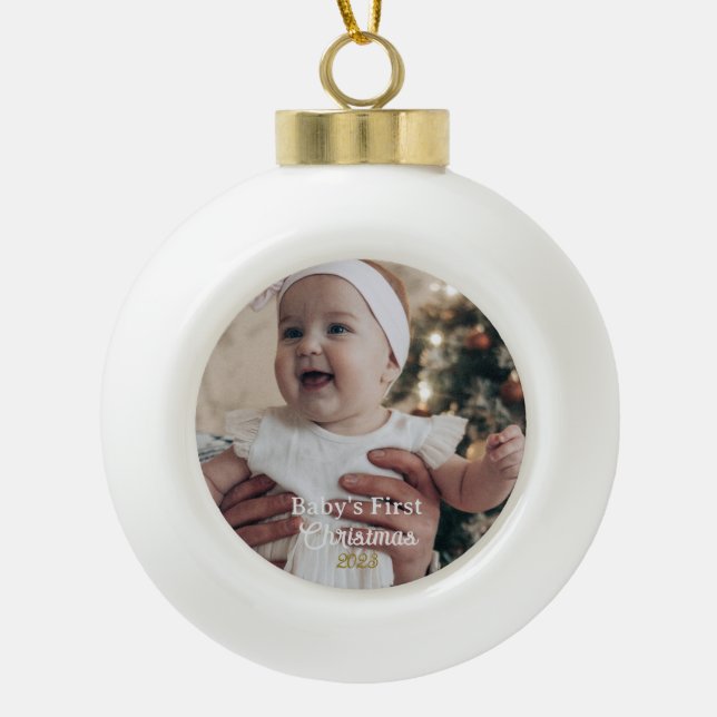 Personalised Baby's First Christmas Tree Ornament (Front)