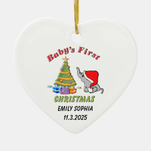 Personalised Baby's First Christmas with Elephant Ceramic Tree Decoration